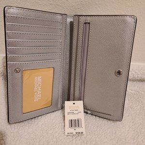 MK JST MD Bifold Leather Silver Wallet